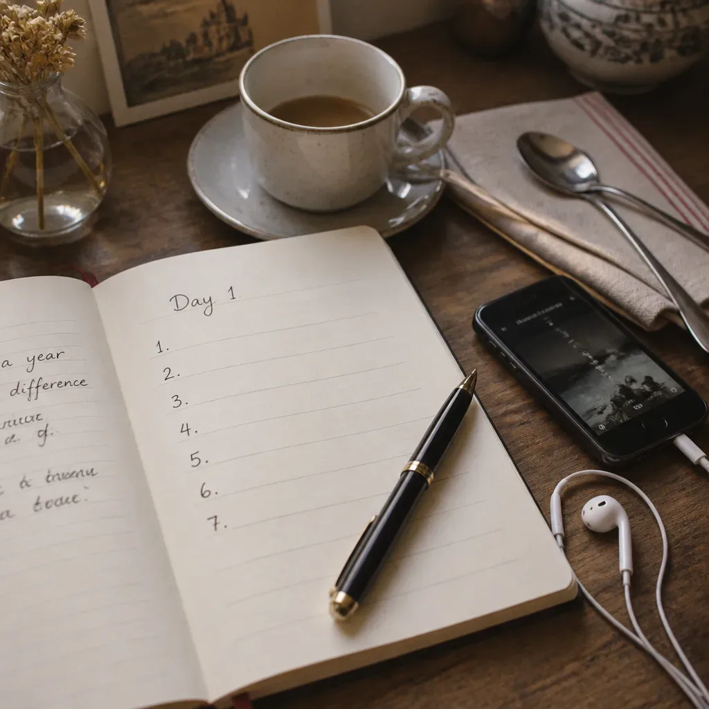 Notebook prepared for seven written manifestation lines
