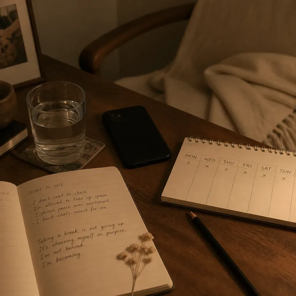 Seven-day dating app reset on a quiet desk
