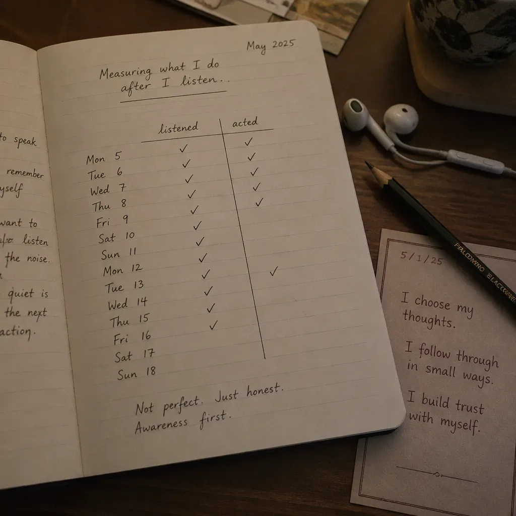 Diary tracker with listened and acted columns