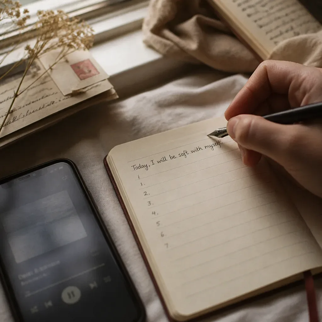 Hand writing one line after listening to audio