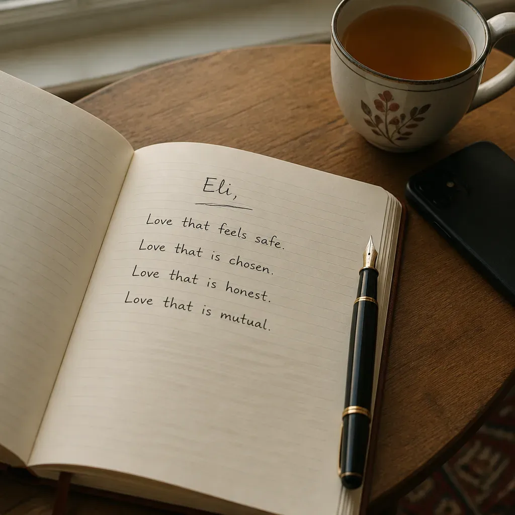 Notebook with specific person desire written calmly