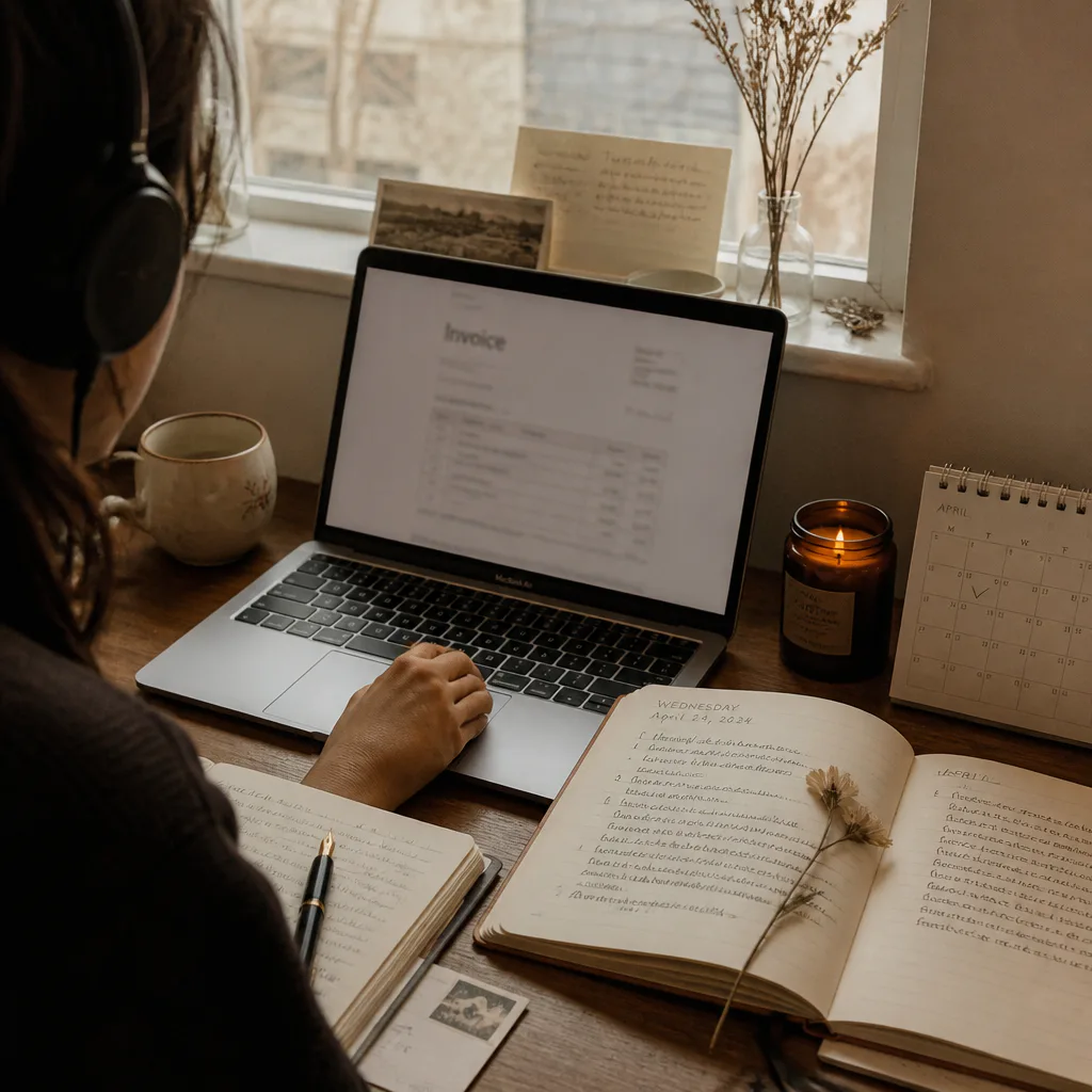 Person listening before sending a quiet invoice