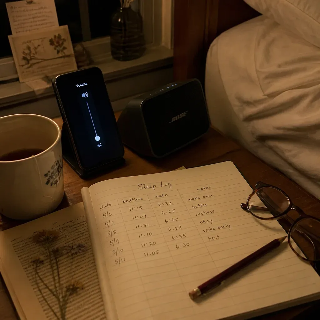 Щоденник сну біля телефона з низьким рівнем гучності