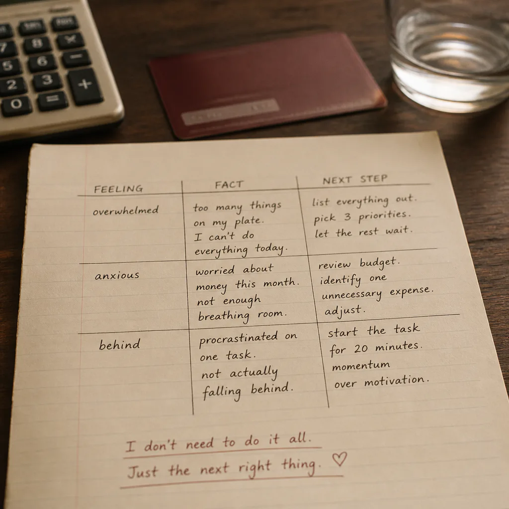 Handwritten money decision table on a desk