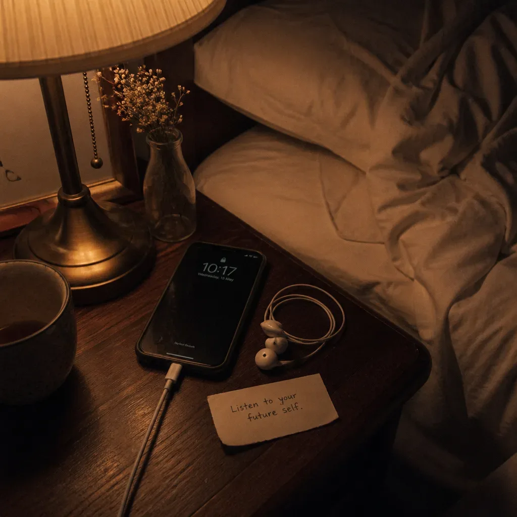 Bedside phone ready for nightly listening